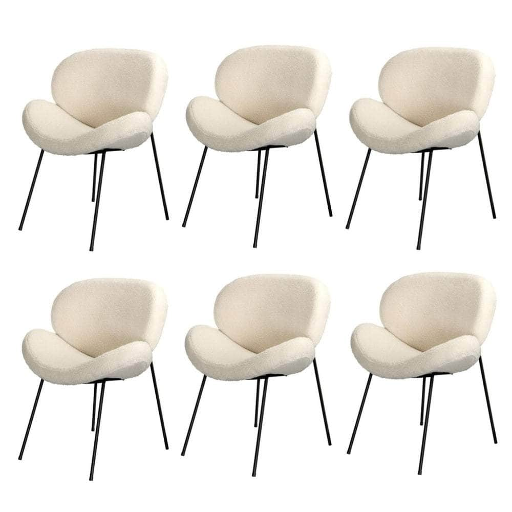 4Pcs/6Pcs Armchair Dining Chair Sherpa White