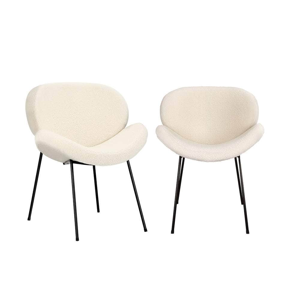 4Pcs/6Pcs Armchair Dining Chair Sherpa White