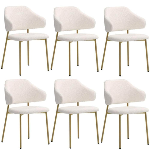 4Pcs/6Pcs Dining Chair Sherpa Gold&White