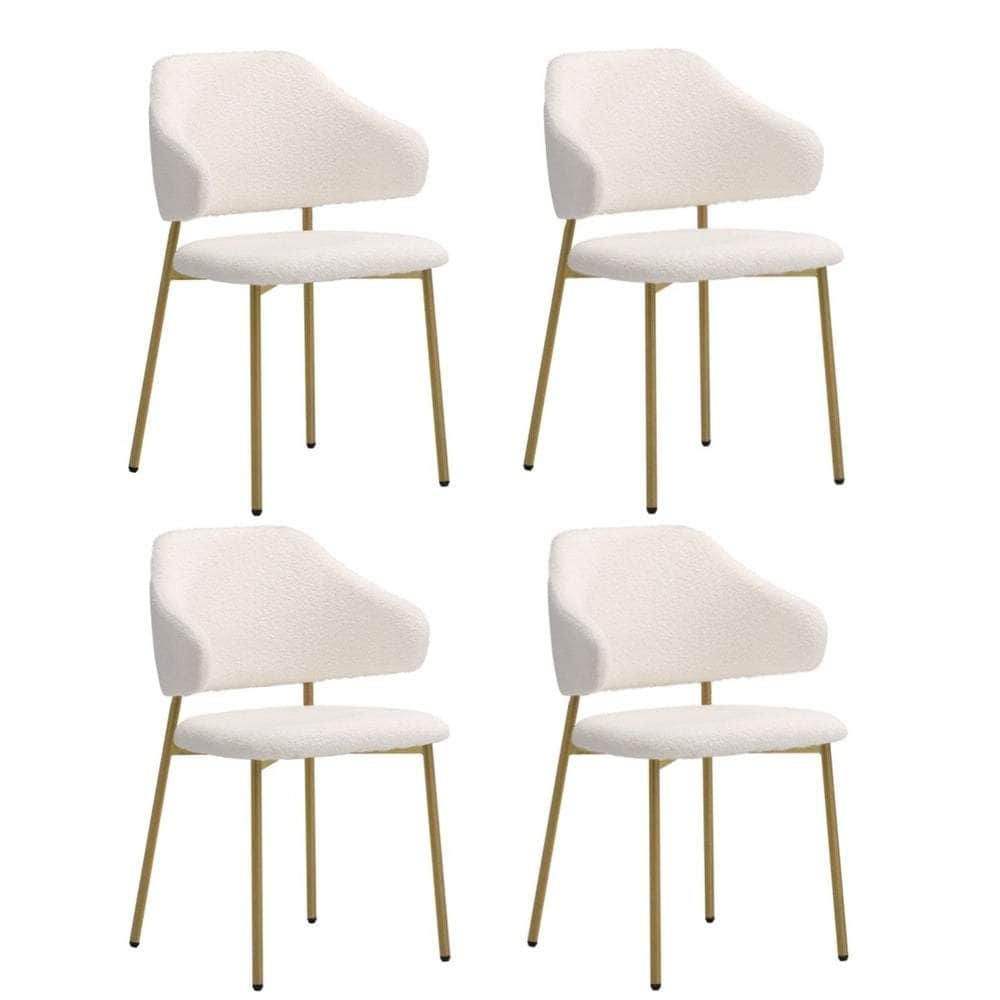 4Pcs/6Pcs Dining Chair Sherpa Gold&White