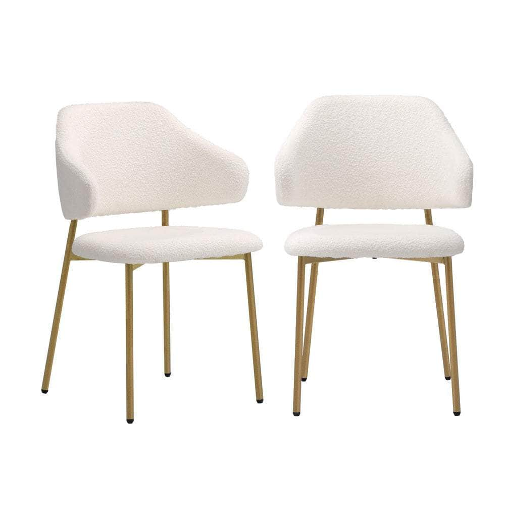 4Pcs/6Pcs Dining Chair Sherpa Gold&White