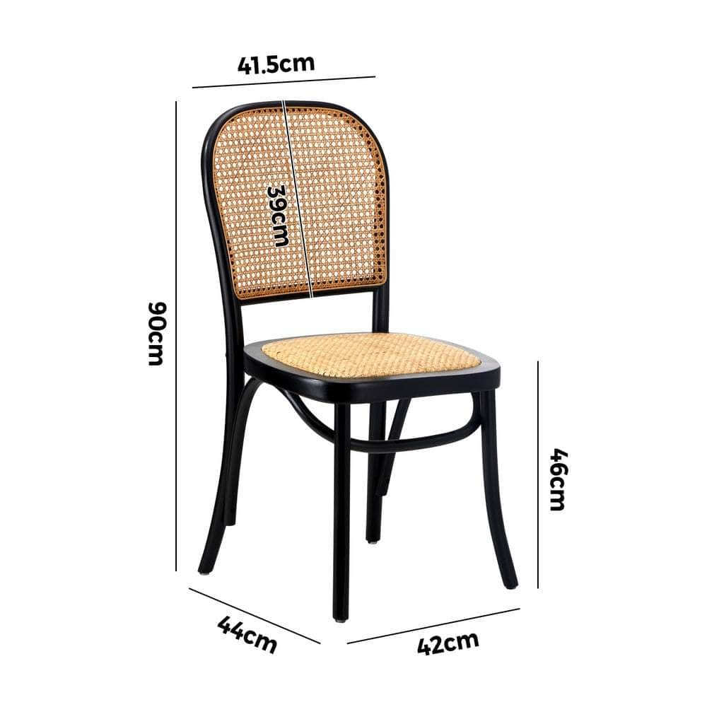 4Pcs/6Pcs Dining Chairs Wooden Chairs Rattan Black