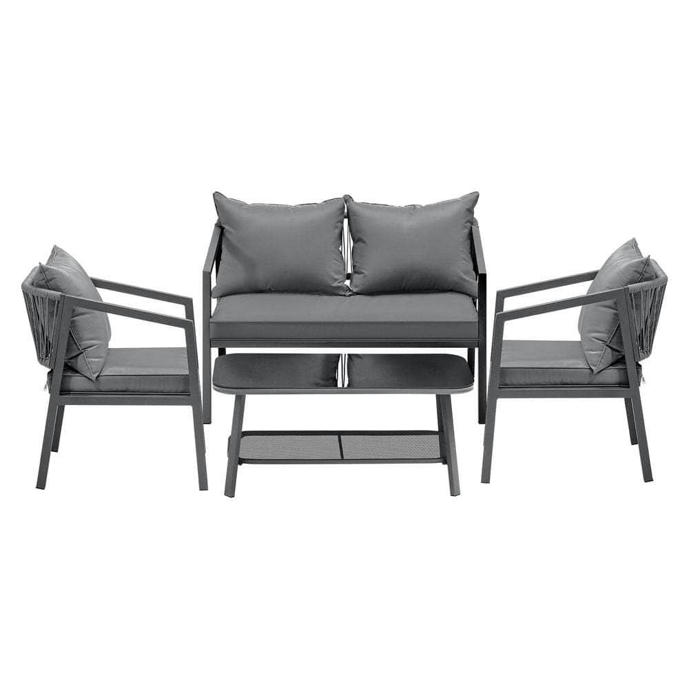 4PCS Garden Outdoor Furniture Setting Lounge Patio Sofa Table Chairs Set