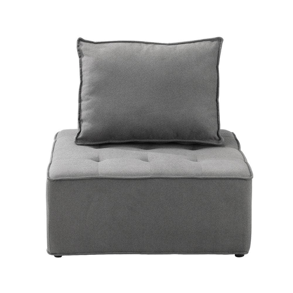 4PCS Modular Sofa Lounge Chair Armless Adjustable Back Linen Grey