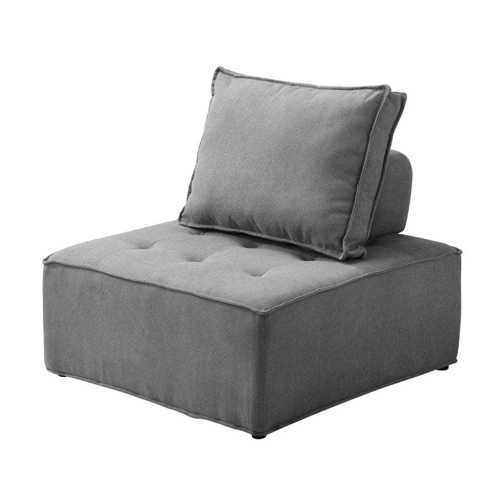 4PCS Modular Sofa Lounge Chair Armless Adjustable Back Linen Grey