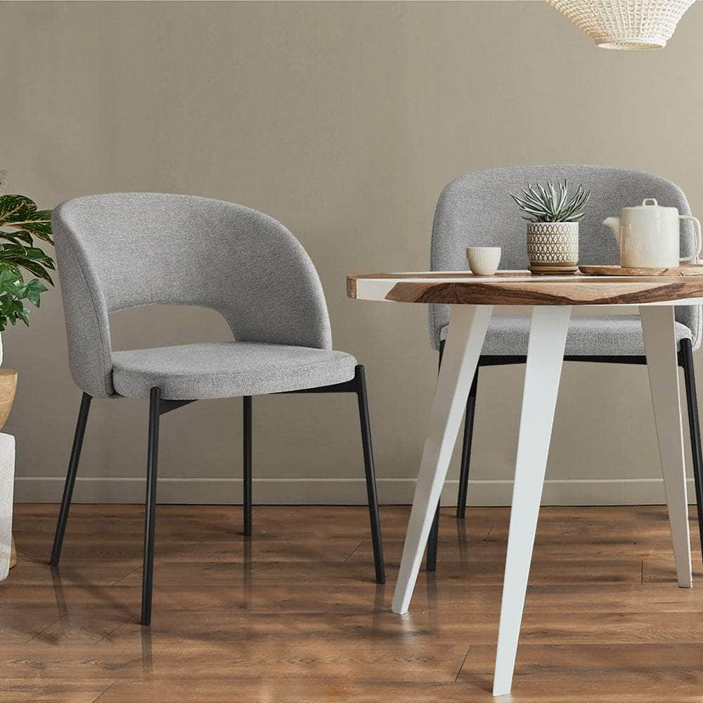 4x/6x Armchair Dining Chair Fabric Grey&Black