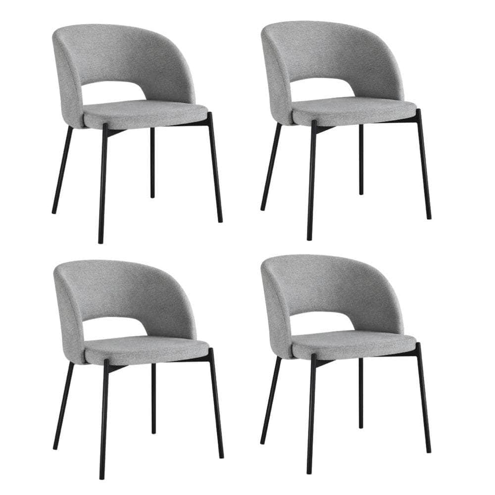 4x/6x Armchair Dining Chair Fabric Grey&Black