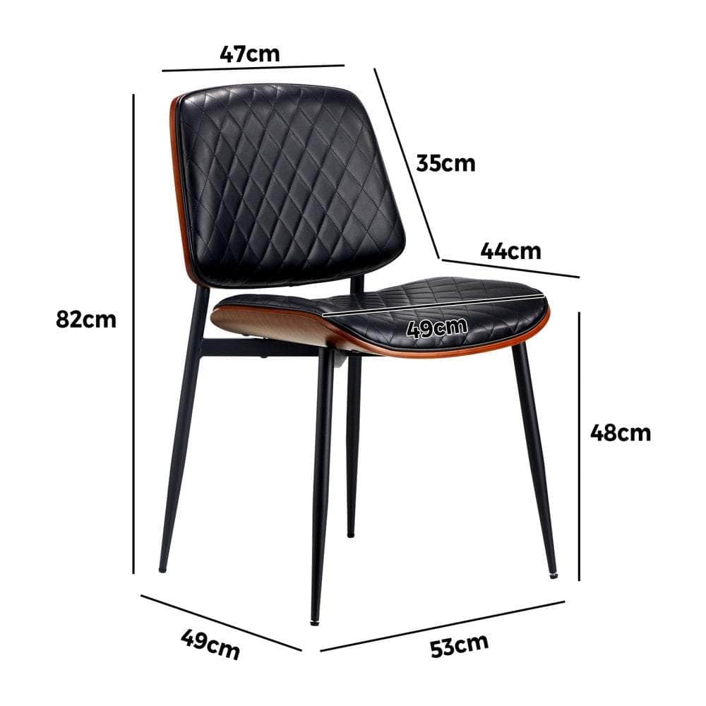 4x/6x Dining Chairs Leather Wooden Metal Legs Black