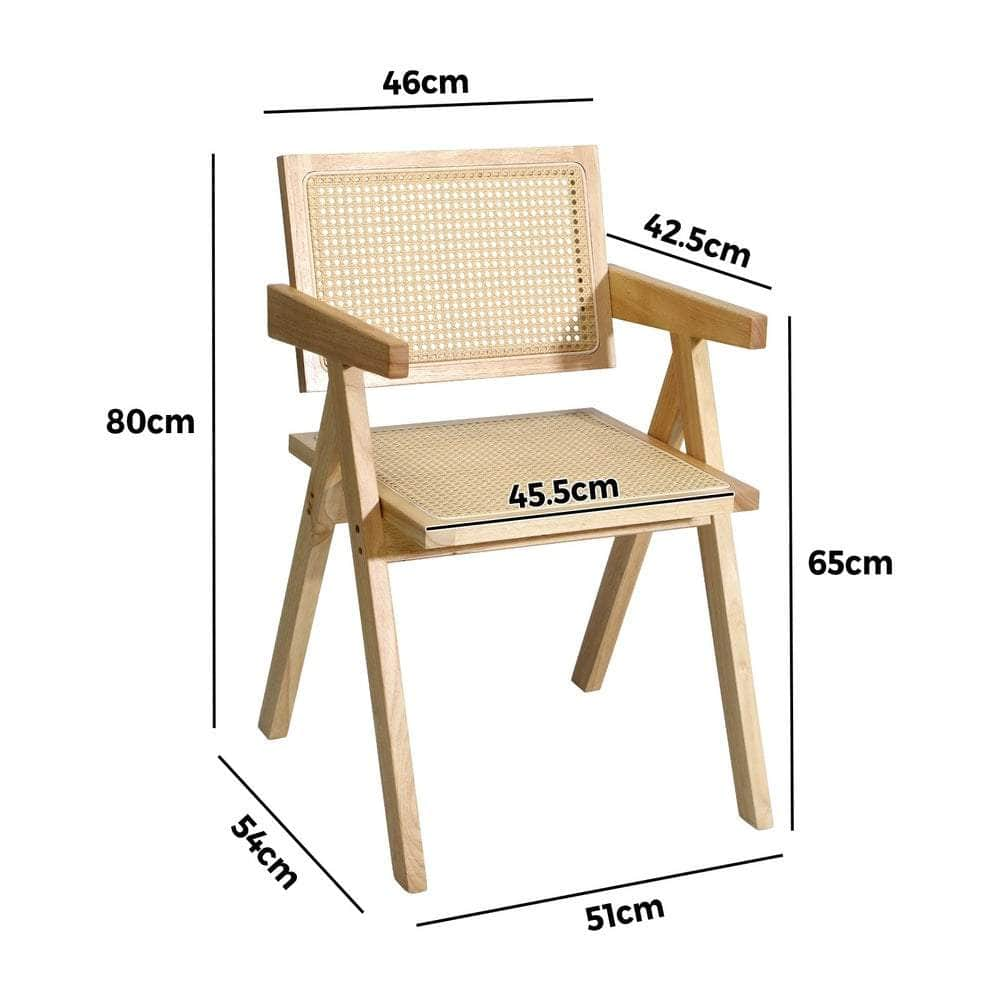 4x/6x Wooden Dining Chairs Rattan Natural