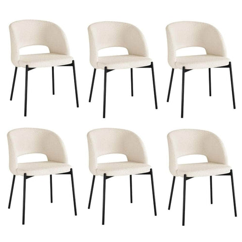 4x Armchair Dining Chair Sherpa White,Gold&Black