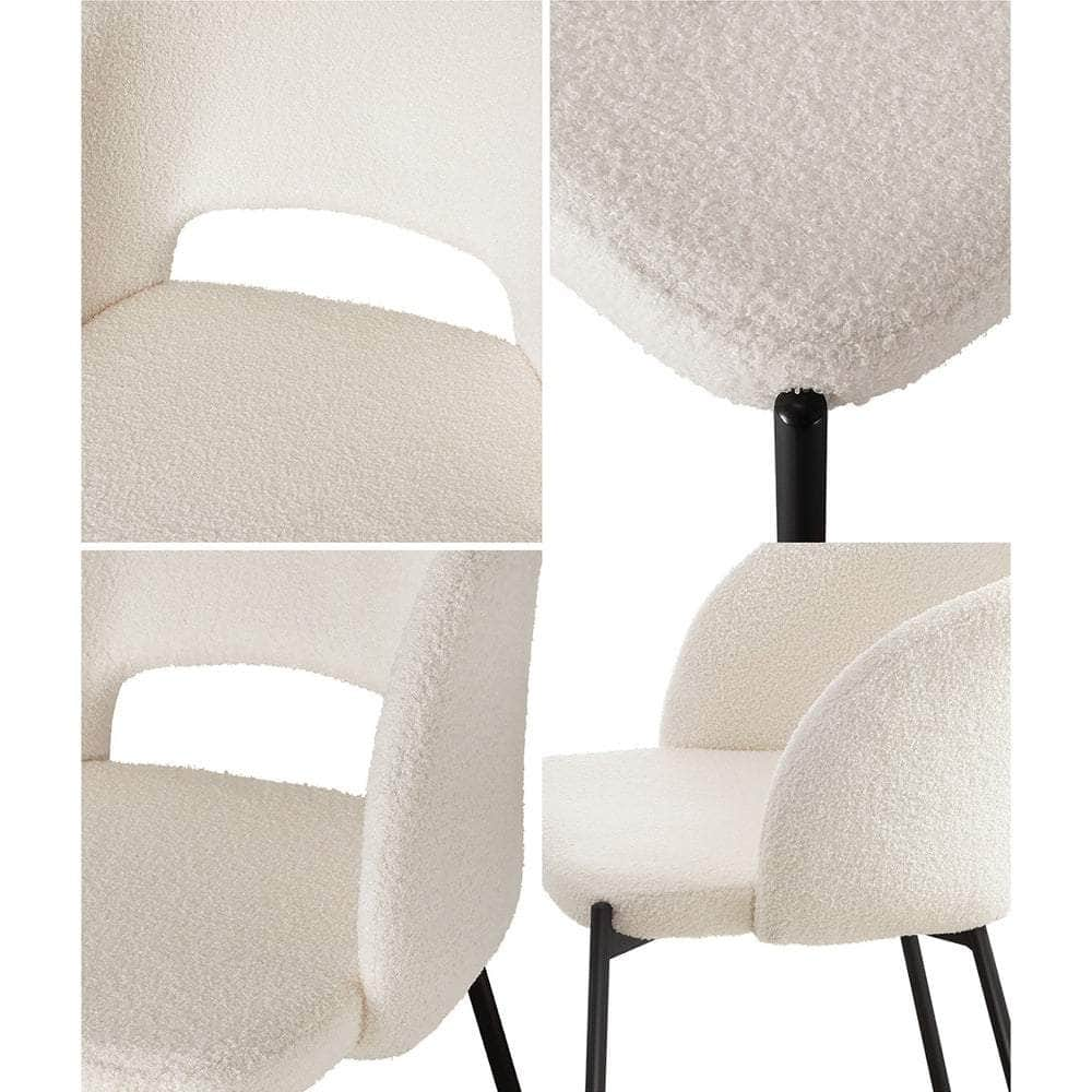 4x Armchair Dining Chair Sherpa White,Gold&Black