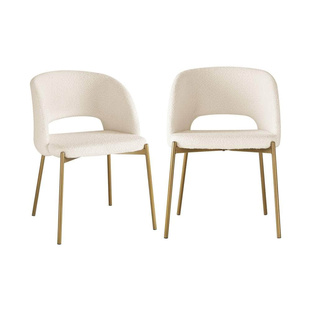 4x Armchair Dining Chair Sherpa White,Gold&Black