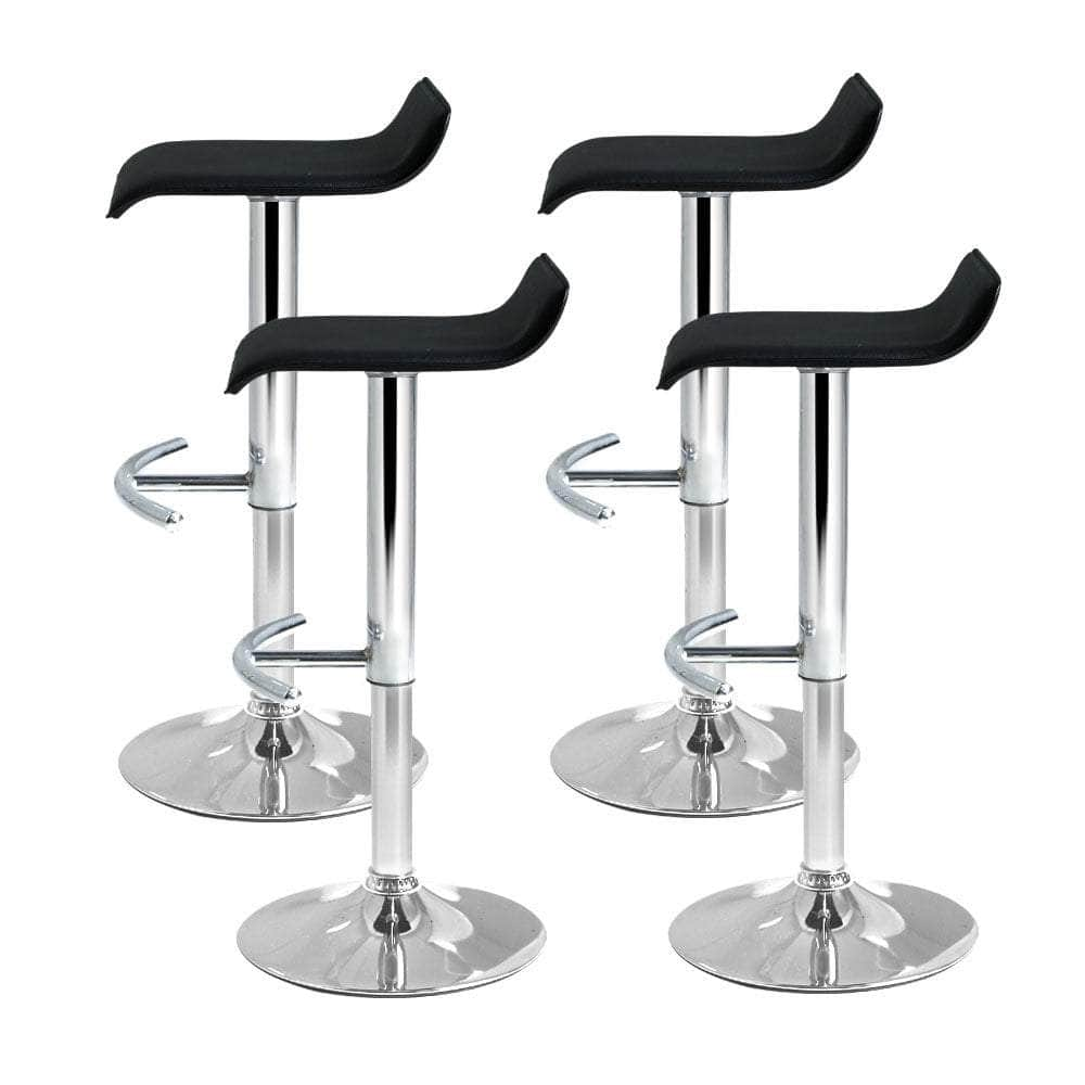 4x Bar Stools Adjustable Gas Lift Chairs Black