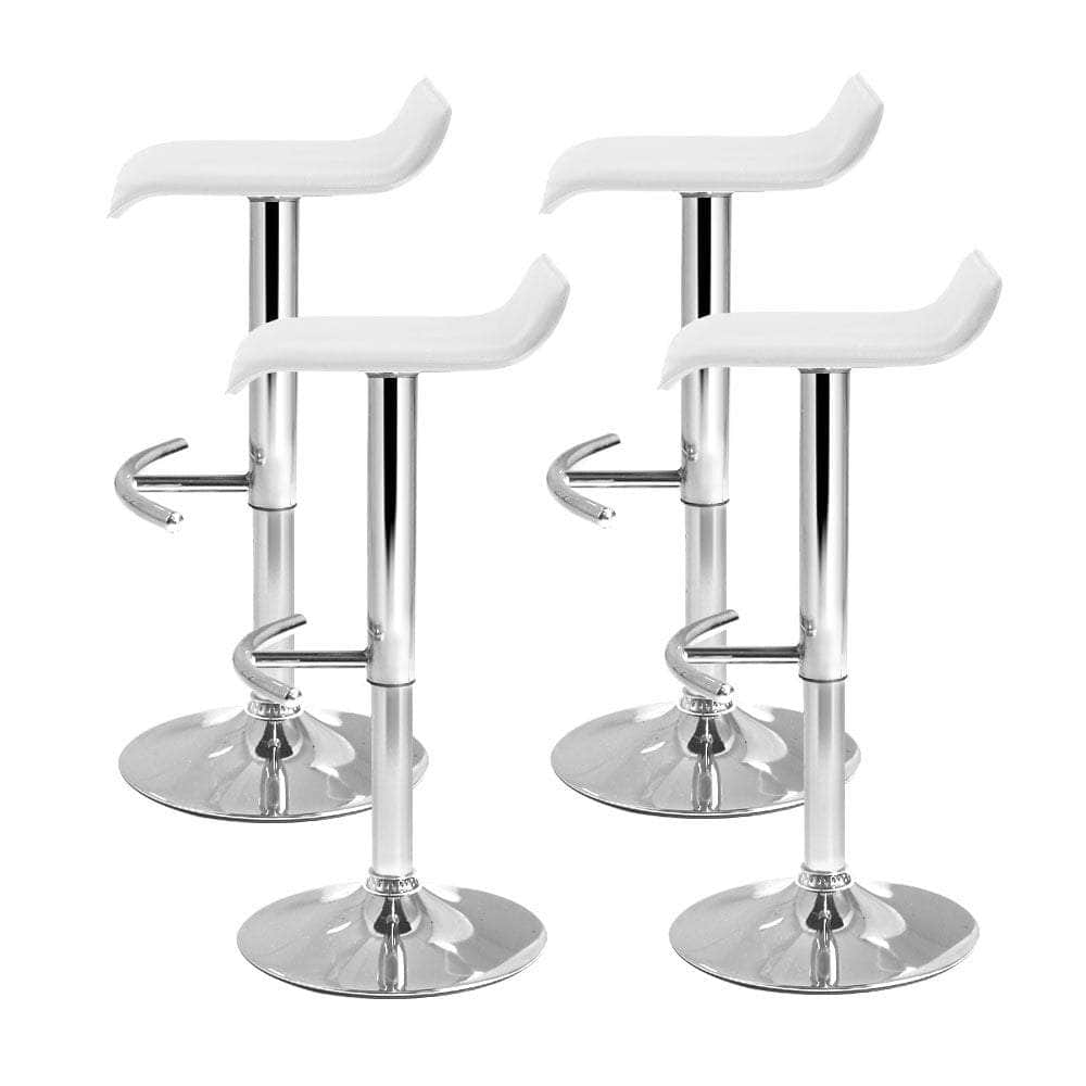 4x Bar Stools Adjustable Gas Lift Chairs White