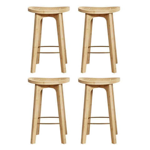 4X Bar Stools Bamboo Rattan Stool Counter Chair Kitchen Barstools