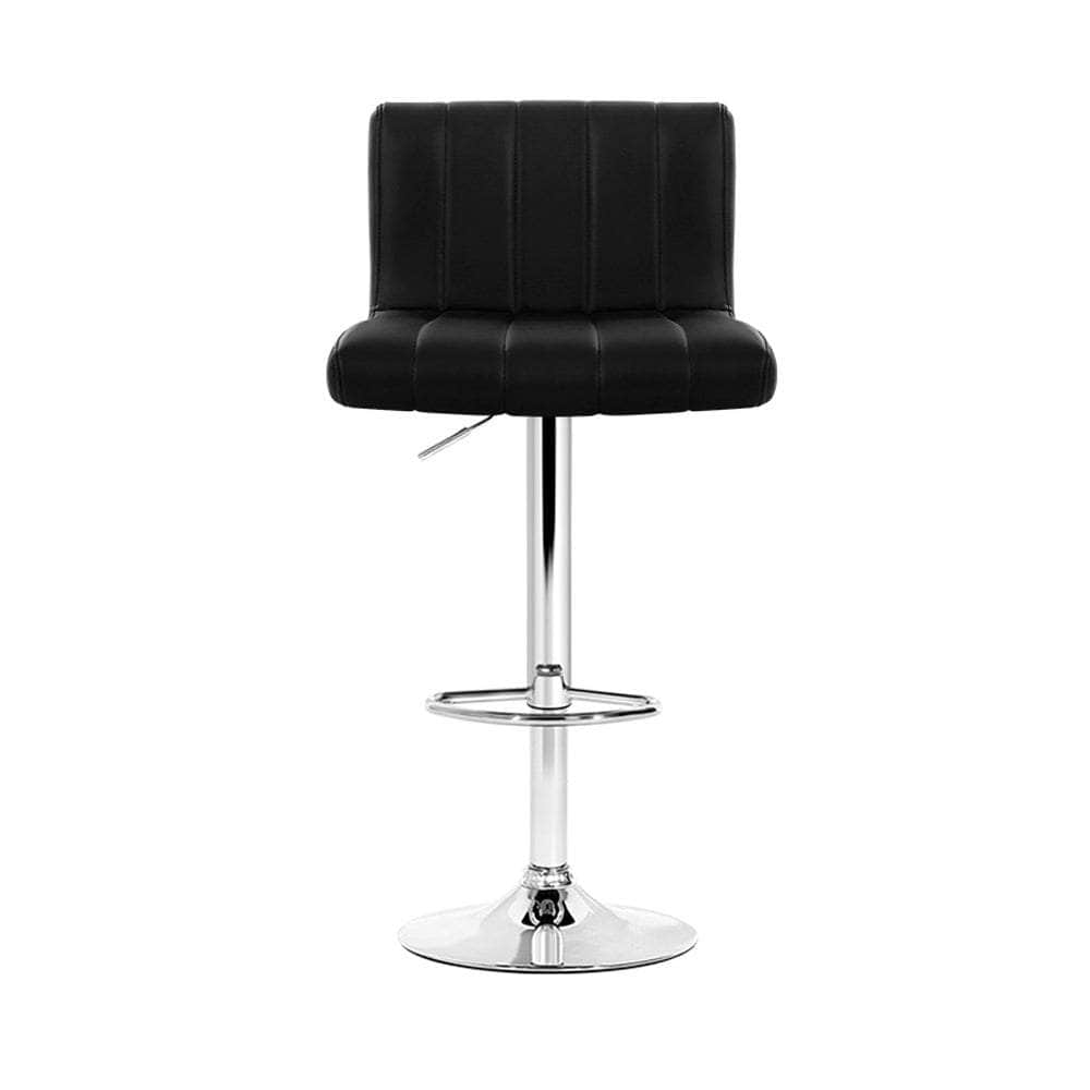 4x Bar Stools Gas Lift Leather Black