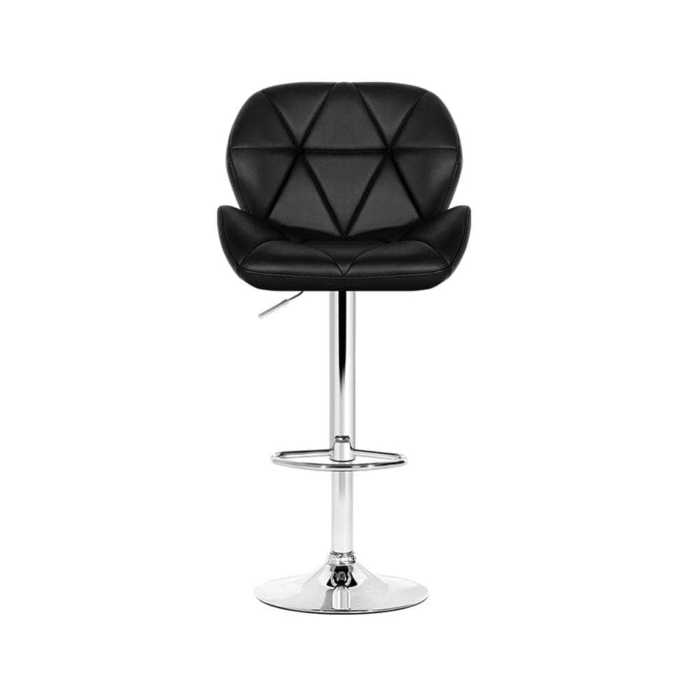 4x Bar Stools Gas Lift Padded Leather Black