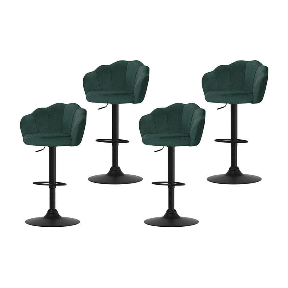 4X Bar Stools Gas Lift Velvet Blue/Green/Pink