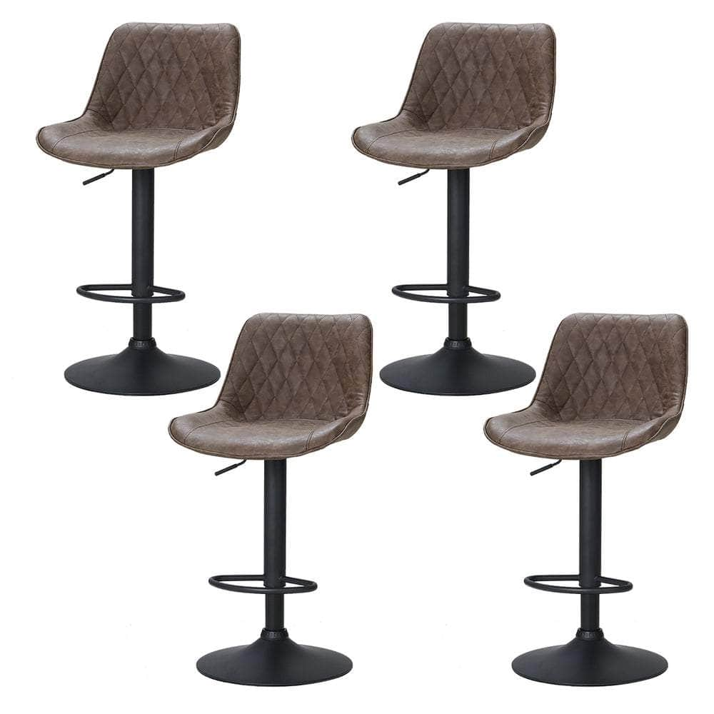 4X Bar Stools Gas Lift Vintage Leather Black/Brown