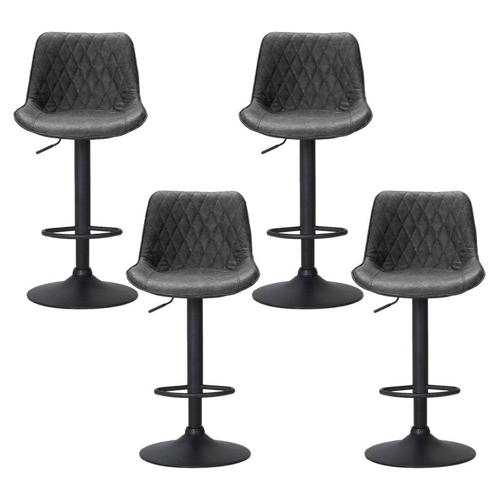 4X Bar Stools Gas Lift Vintage Leather Black/Brown