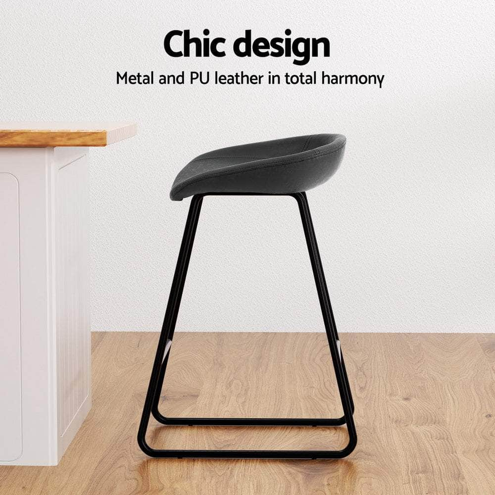 4X Bar Stools Kitchen Dining Chairs Counter Stool Pu Leather Metal