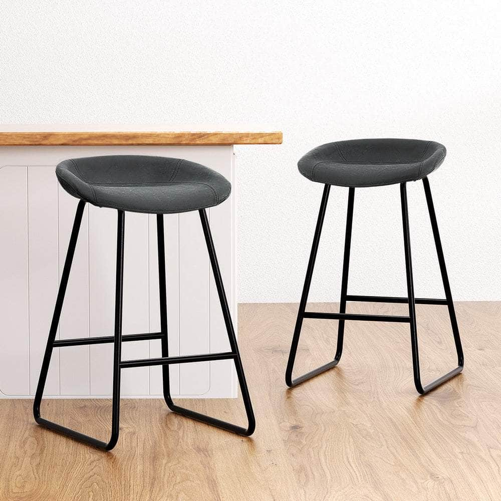 4X Bar Stools Kitchen Dining Chairs Counter Stool Pu Leather Metal