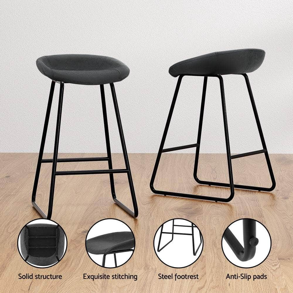 4X Bar Stools Kitchen Dining Chairs Counter Stool Pu Leather Metal