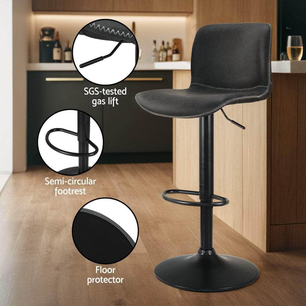 4X Bar Stools Kitchen Swivel Gas Lift Chairs Black/Brown