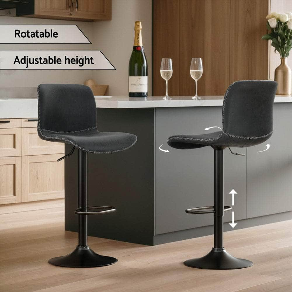 4X Bar Stools Kitchen Swivel Gas Lift Chairs Black/Brown