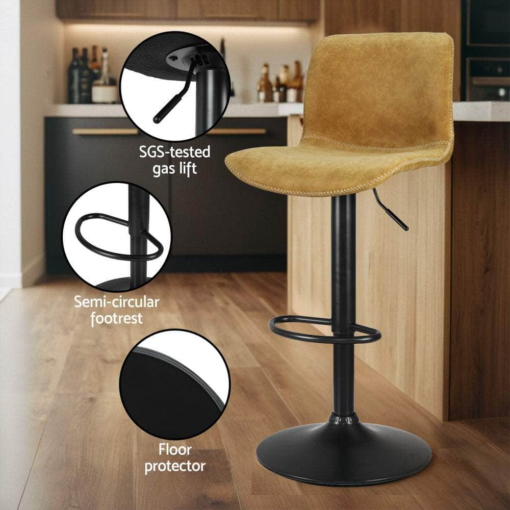 4X Bar Stools Kitchen Swivel Gas Lift Chairs Black/Brown