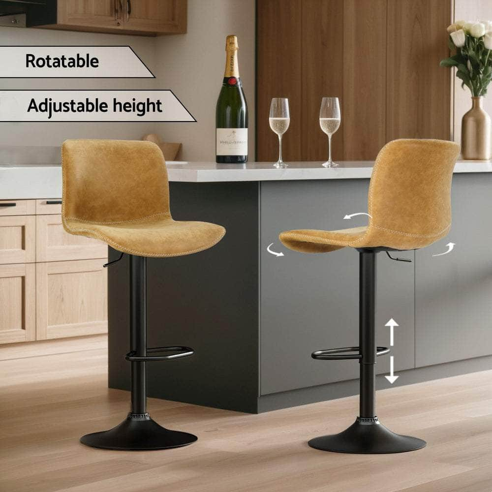 4X Bar Stools Kitchen Swivel Gas Lift Chairs Black/Brown