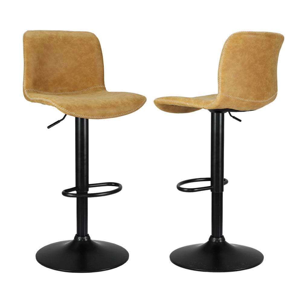 4X Bar Stools Kitchen Swivel Gas Lift Chairs Black/Brown