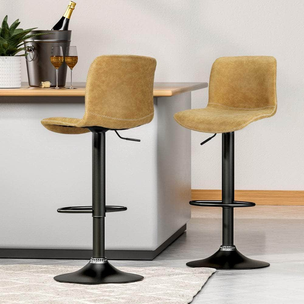 4X Bar Stools Kitchen Swivel Gas Lift Chairs Black/Brown