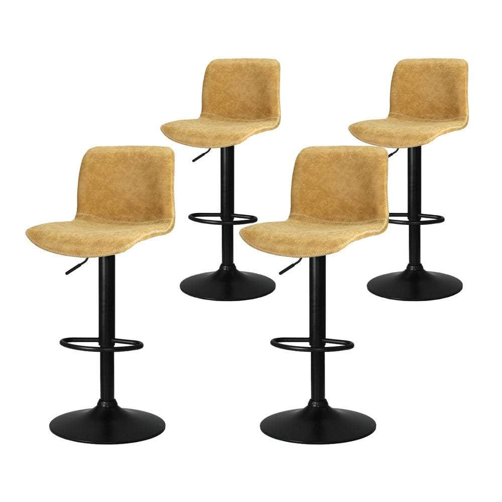 4X Bar Stools Kitchen Swivel Gas Lift Chairs Black/Brown