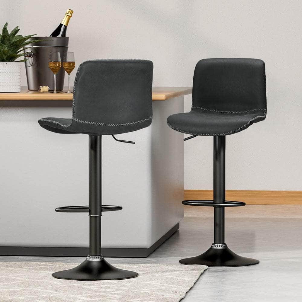 4X Bar Stools Kitchen Swivel Gas Lift Chairs Black/Brown