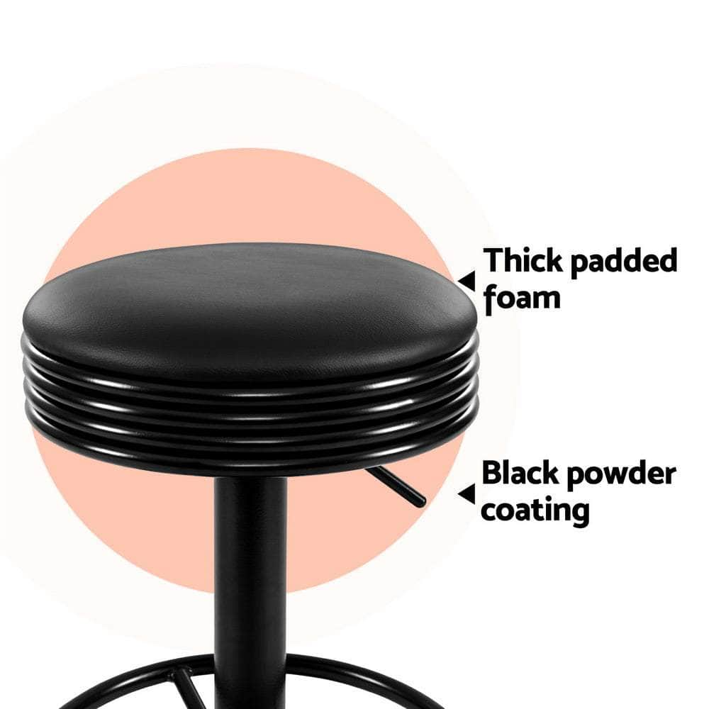 4X Bar Stools Leather Padded Gas Lift Black