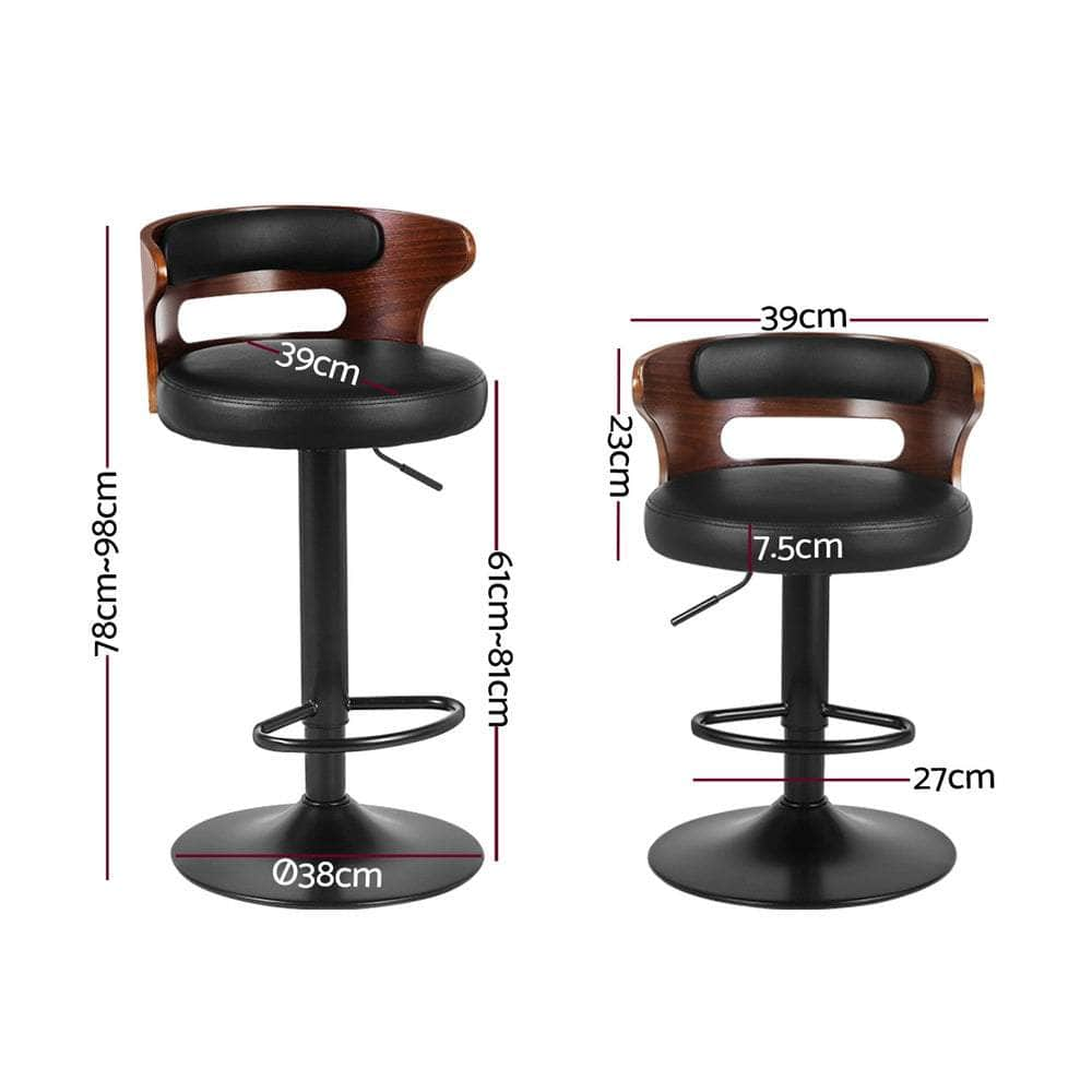 4x Bar Stools Leather Padded Metal