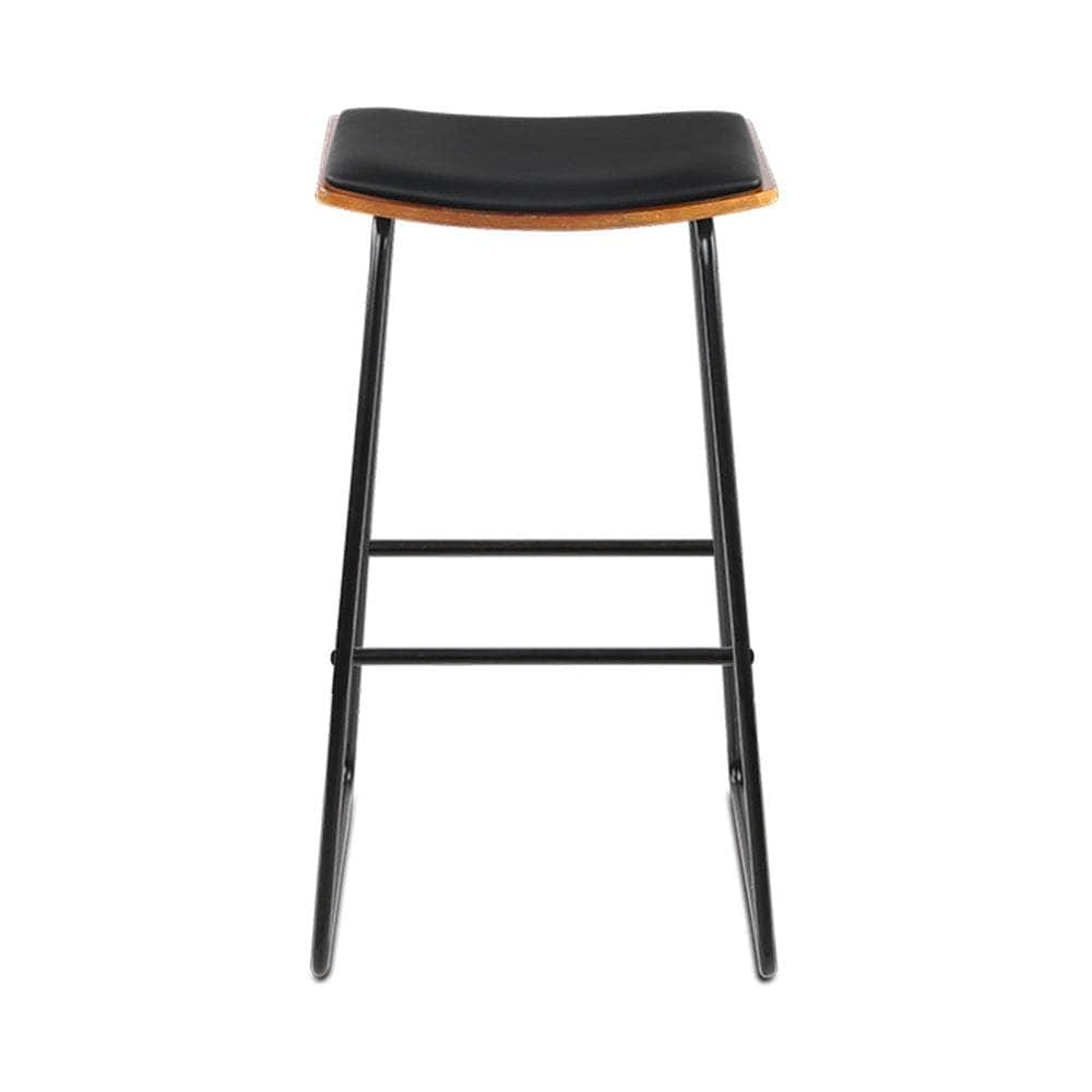 4x Bar Stools Leather Padded Metal