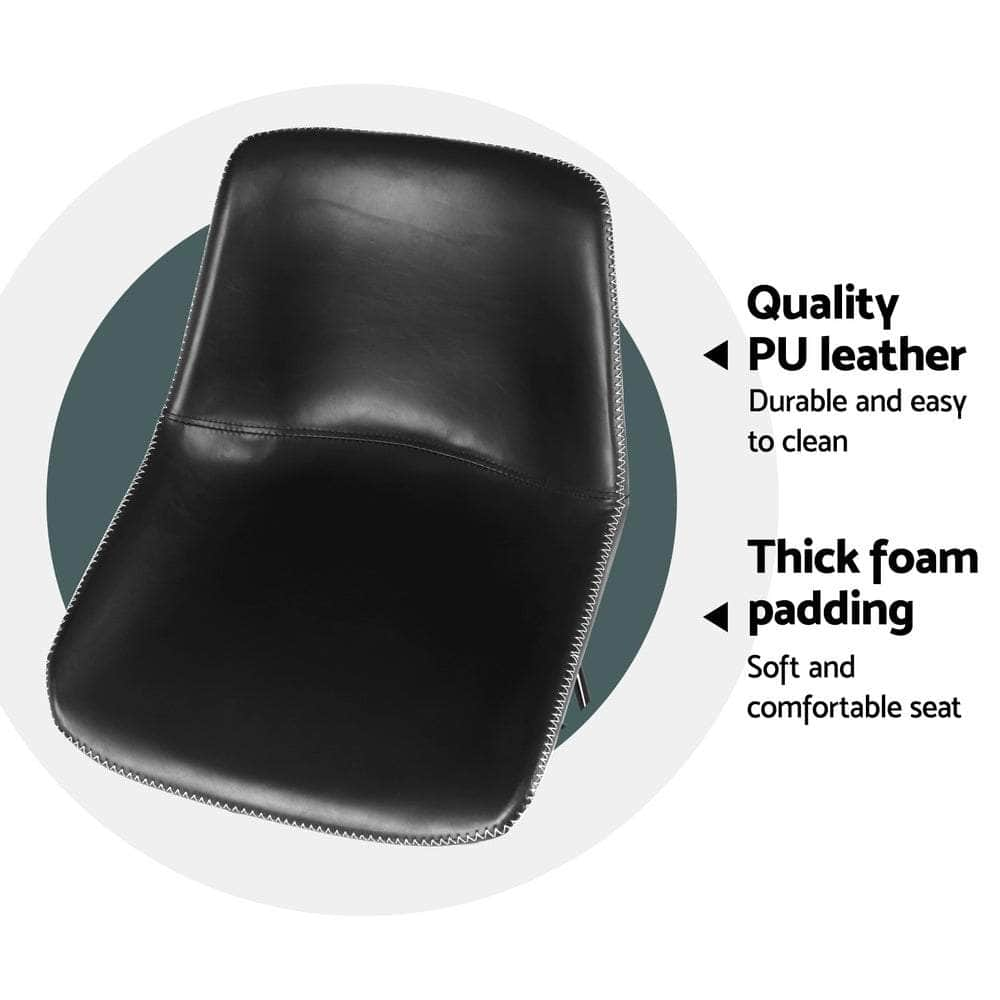 4X Bar Stools Leather Padded Metal Legs Black