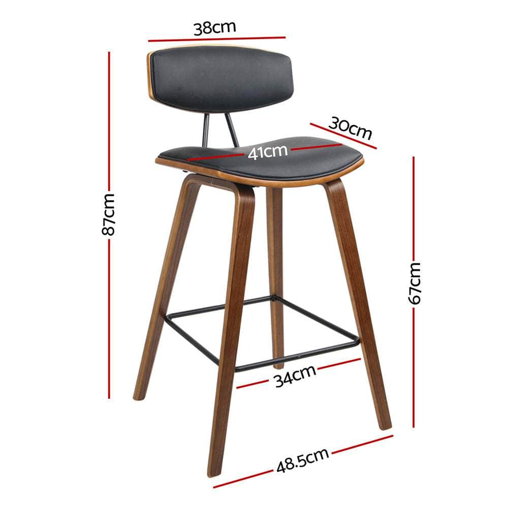 4x Bar Stools Leather Padded w/Backrest