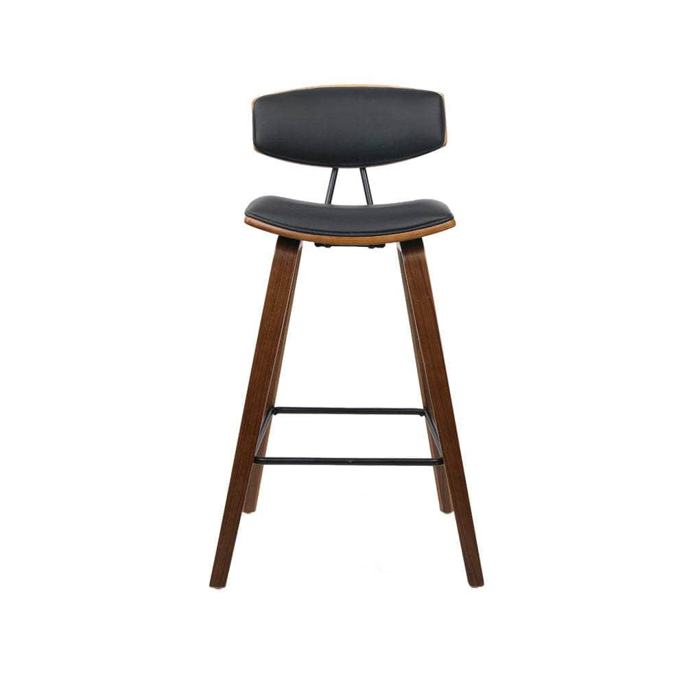 4x Bar Stools Leather Padded w/Backrest