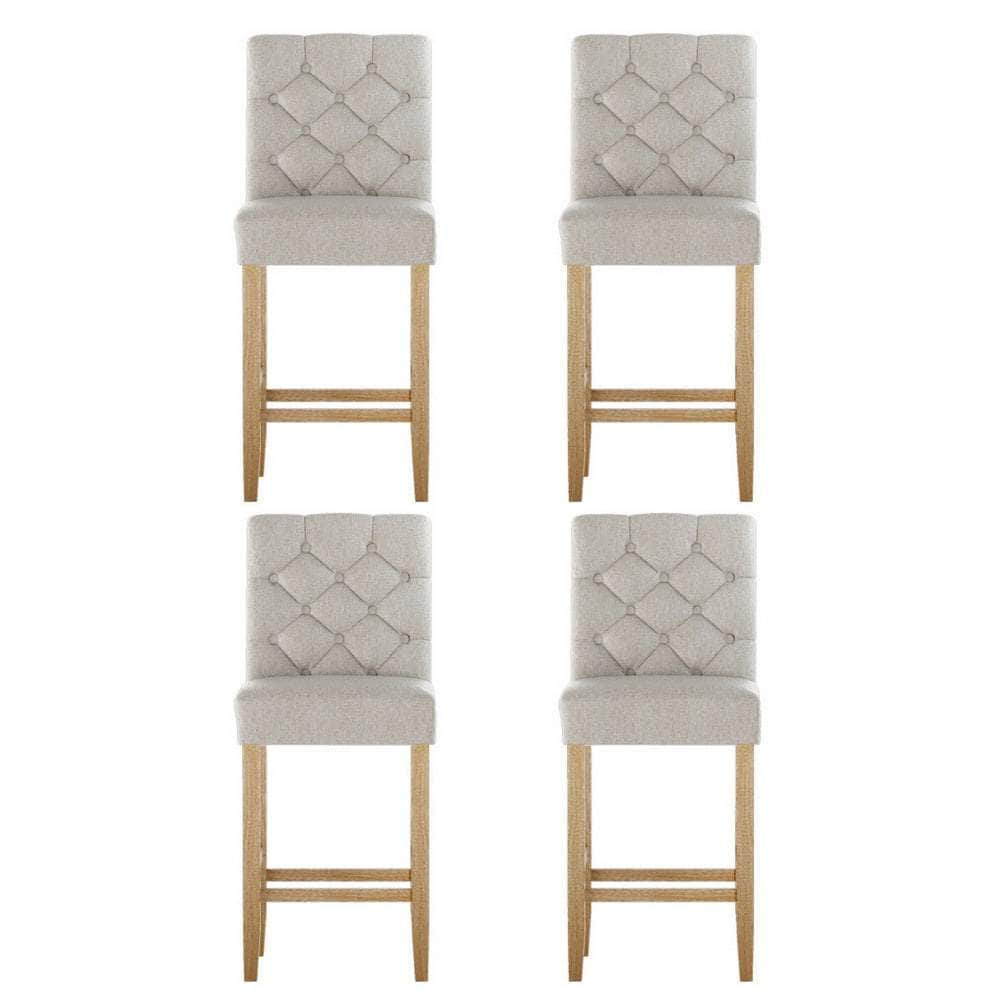 4X Bar Stools Linen Upholstered Chairs