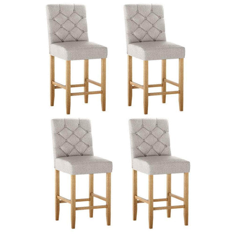 4X Bar Stools Linen Upholstered Chairs