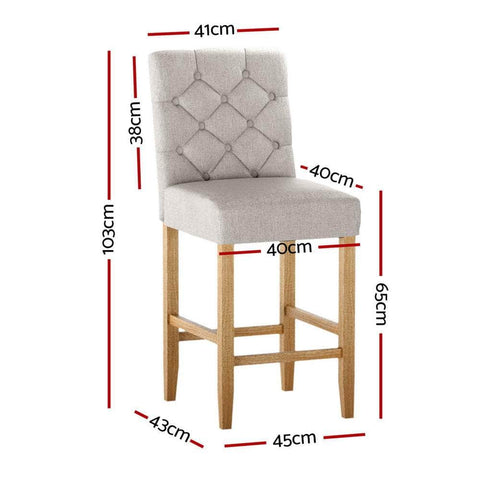 4X Bar Stools Linen Upholstered Chairs