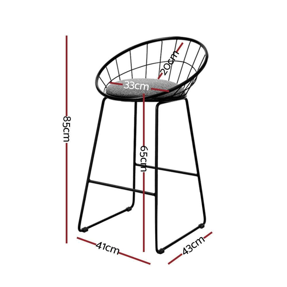 4x Bar Stools Padded Seat Metal