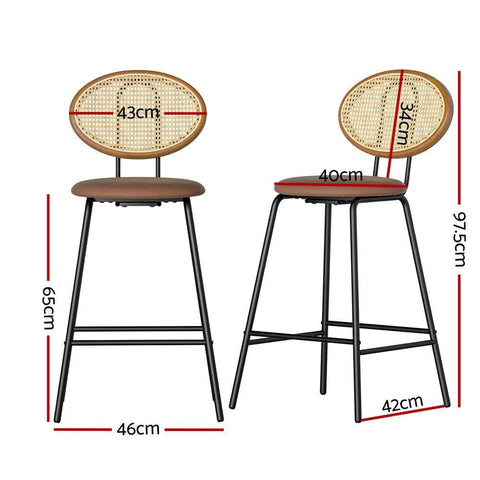 4X Bar Stools Pu Leather Stools Brown