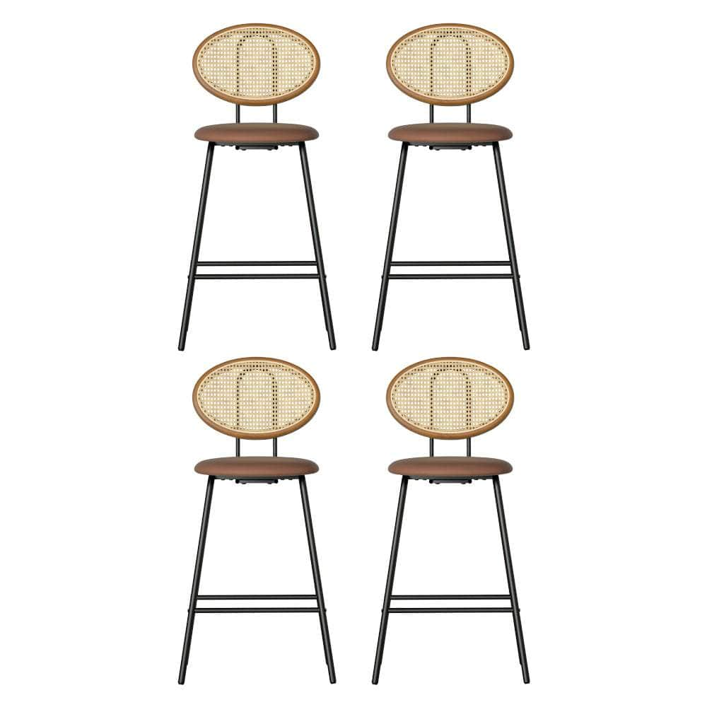 4X Bar Stools Pu Leather Stools Brown