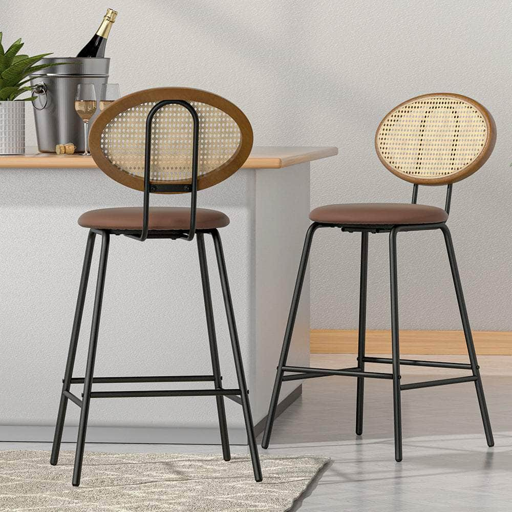 4X Bar Stools Pu Leather Stools Brown