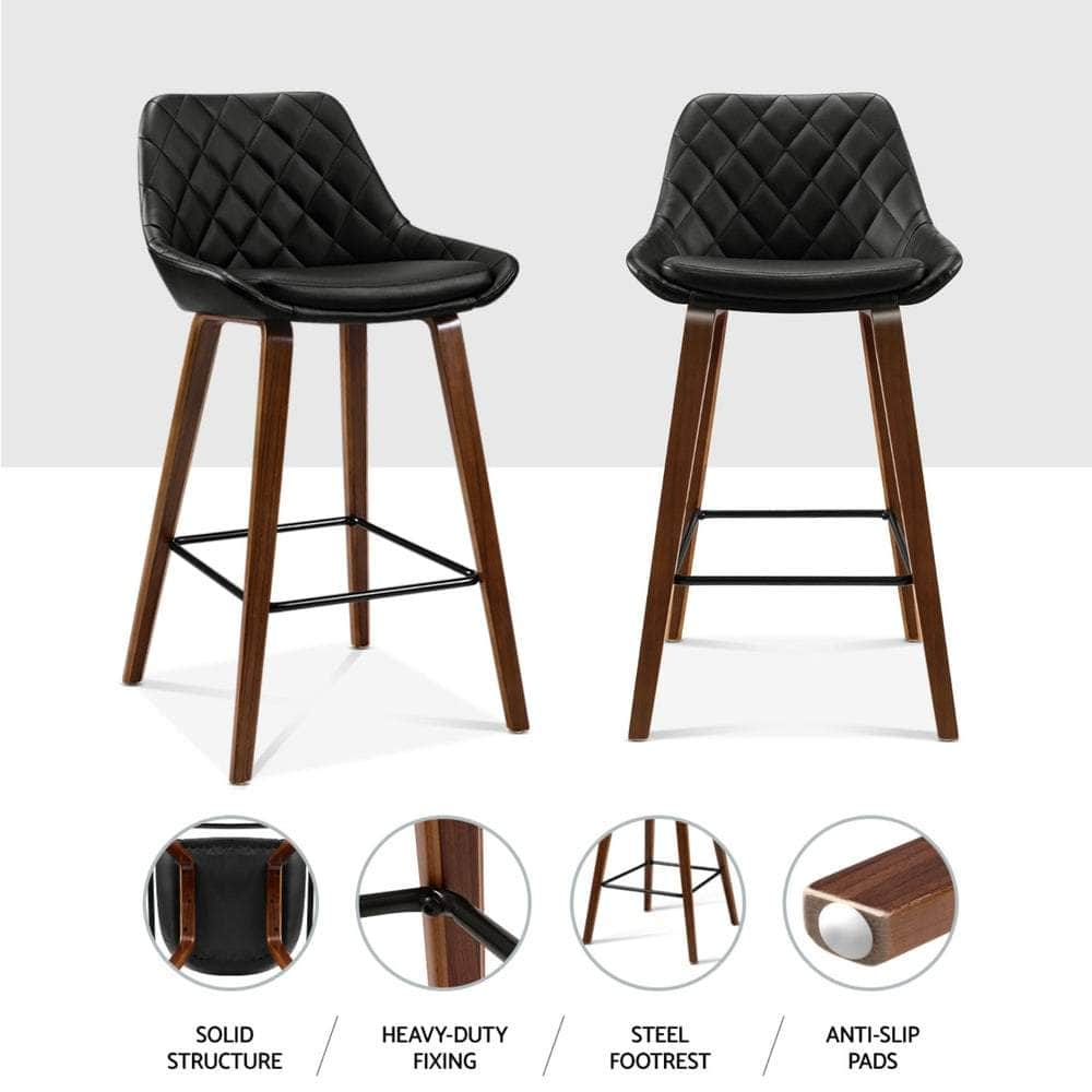 4X Bar Stools Pu Seat Wooden