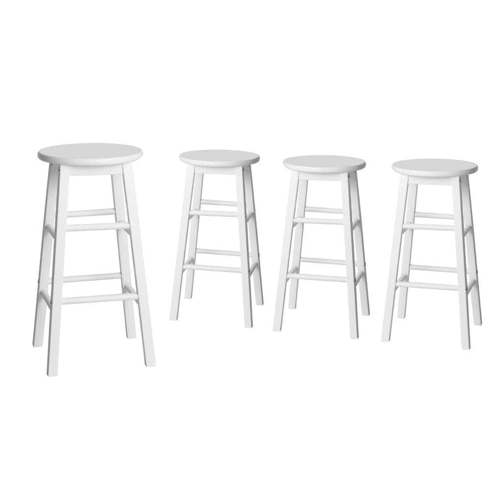 4x Bar Stools Round Chairs Wooden White Stylish